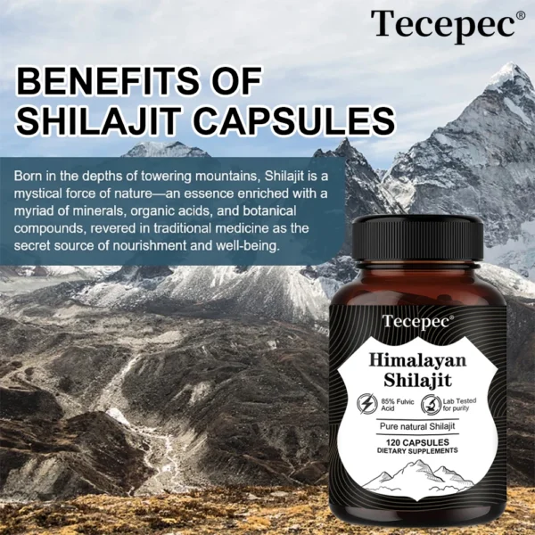 Natural Himalayan Shilajit Capsules - Rich in 85+ Trace Minerals, Good for Brain, Energy, Muscles, Joint Support, Heart Health - Image 6