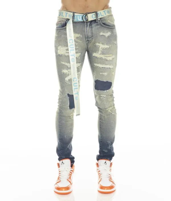 Cult of Individuality | PUNK SUPER SKINNY STRETCH W/ BEET RED BELT IN INO