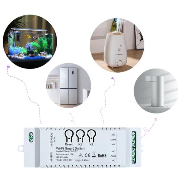 7-32V/85-265V WIFI Smart Remote Control Switch Work with Alexa Google Home Smart Switch Module Smart Life APP 2CH RF 433MHZ - Image 5