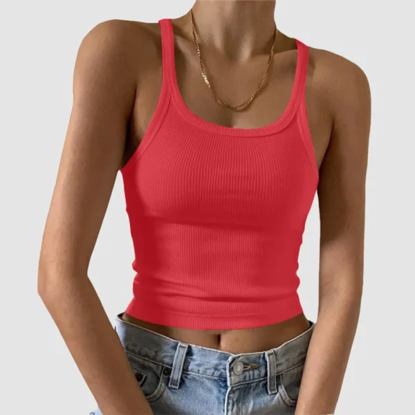 Casual Tank Tops Women Sleeveless Cotton Cami Top Fashion Ribbed Crop Top Tees Ladies Basic Camisole Summer 2025 Sports Tee - Image 5