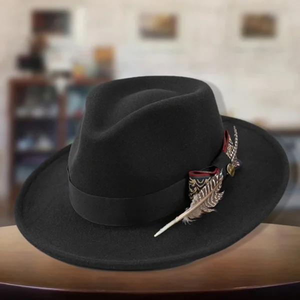 Unisex Classic Fedora Hat with Stylish Feather Detail for Summer Outdoor Events and Jazz Festivals - Vintage Panama Style Felt - Image 6