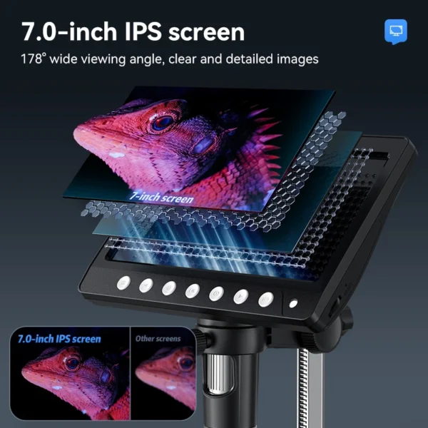 Portable 7" IPS Digital Microscope 1200X Magnification HD USB Professional Electron Microscopios for Phone Soldering Repair Tool - Image 2