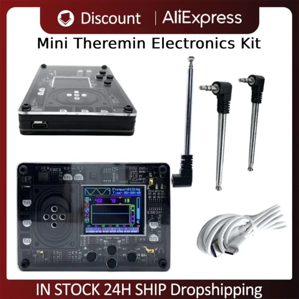 Mini Theremin Electronics Kit with Screen Display Retro Audio Player Electronic Creative Musical Instrument for Music Lover