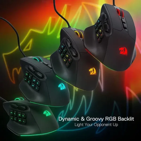 Redragon M811 Aatrox MMO Gaming Mouse, 15 Programmable Buttons Wired RGB Gamer Mouse w/ Ergonomic Natural Grip Build - Image 3