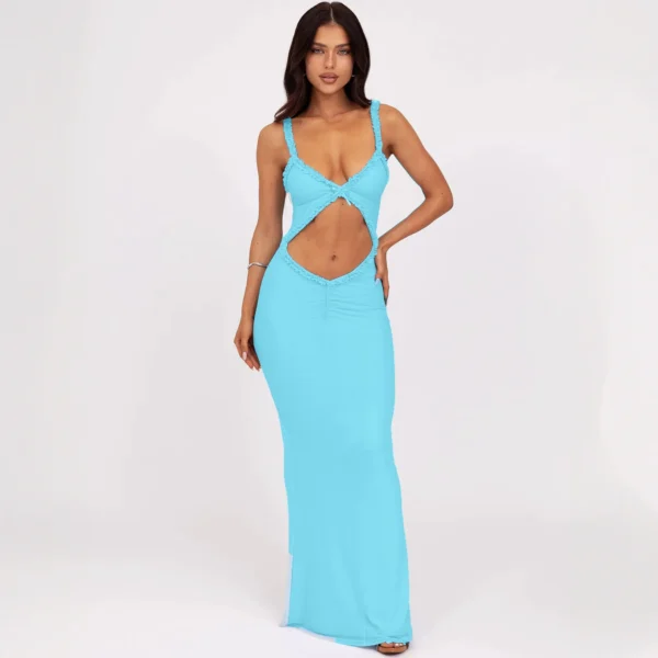 Fashion Backless Cutout Dresses Sexy Beachwear Dresses Birthday Party Midnight Clubwear Solid Color Sleeveless Women Dresses - Image 6