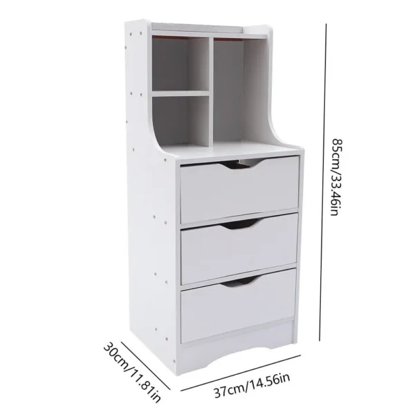White Modern Style Nightstand Elegant Bedside Table Bedroom Furniture Cabinet With 3 Drawers - Image 5