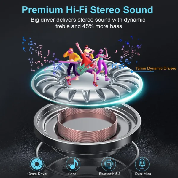 Wireless Headphones,Bluetooth 5.3 Stereo Earphones in Ear with 4 ENC Mic Clear Calls,Noise Cancelling Ear Buds,48H battery life. - Image 3