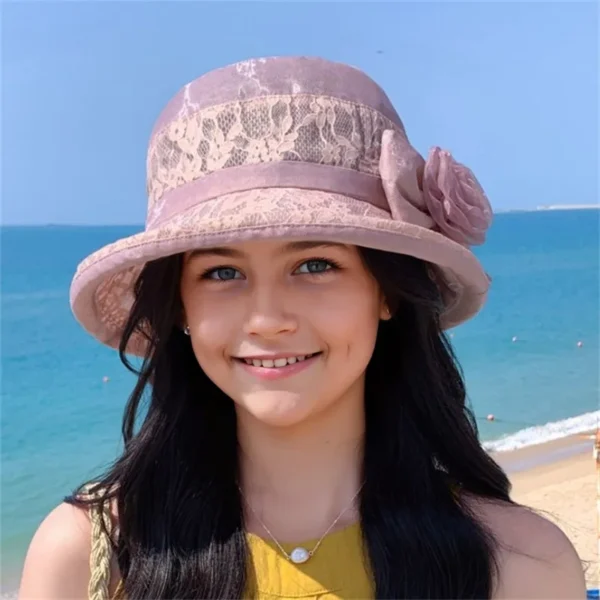 Stylish Women s Vintage Cloche Hat with Beautiful Floral Detail and Wide Brim for Summer Church Events and Outings - Image 2
