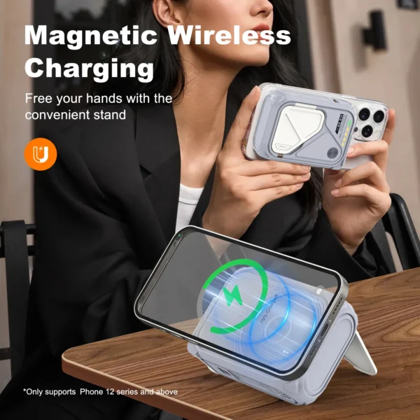 PD 22.5W Fast Charging 10000mAh Magnetic Wireless Power Bank USB Type-C Detachable Data Cable Phone Holder Emergency PowerBank - Image 6