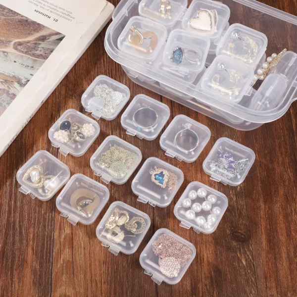 30pcs Clear Plastic Storage Box Set,Space-Saving, For Jewelry, Earrings, DIY Crafts, Hardware, Versatile, Desktop Installation - Image 6