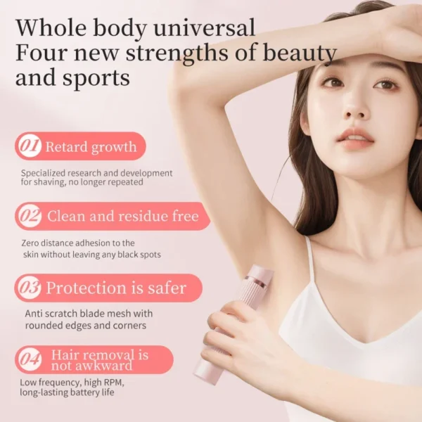 Electric Razor for Women Painless Mustache And Facial Hair Trimmer Leg Bikini Body Epilator Hair Remover for Smooth Skin Clipper - Image 3