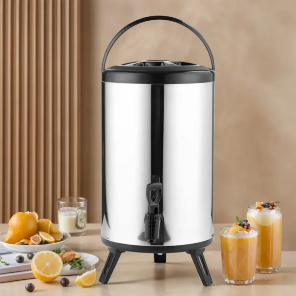 Stainless Steel Double-Layer Container 6L/8L with Faucet Beverage Dispenser Milk Tea Buckets Ideal for Water Milk Tea and Coffee - Image 6
