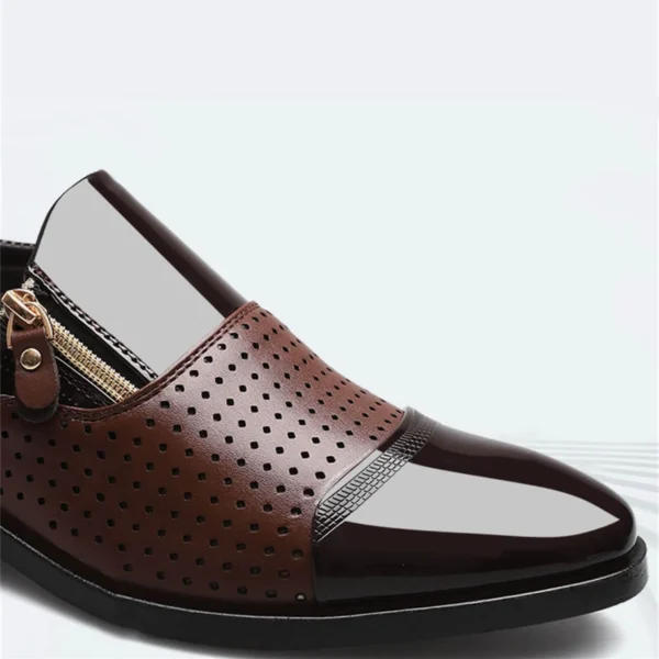 Leather Dress Shoes Men Fashion Summer And Autumn Men Leather Shoes Pointed Toe Low Heel Zipper Mens Leather Athletic Shoes - Image 4