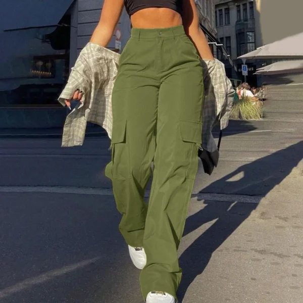 2024 Fashion Harajuku Cotton Linen Trousers Stretch Twill High Waisted Wide Leg Pants Casual Straight Leg Chino Y2k Clothes - Image 5