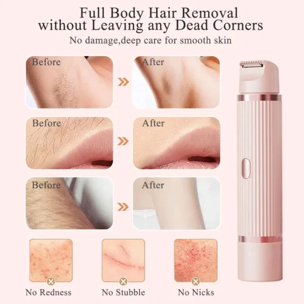 Electric Razor for Women Painless Mustache And Facial Hair Trimmer Leg Bikini Body Epilator Hair Remover for Smooth Skin Clipper - Image 6