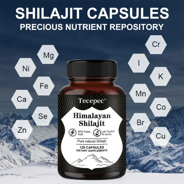 Natural Himalayan Shilajit Capsules - Rich in 85+ Trace Minerals, Good for Brain, Energy, Muscles, Joint Support, Heart Health - Image 3