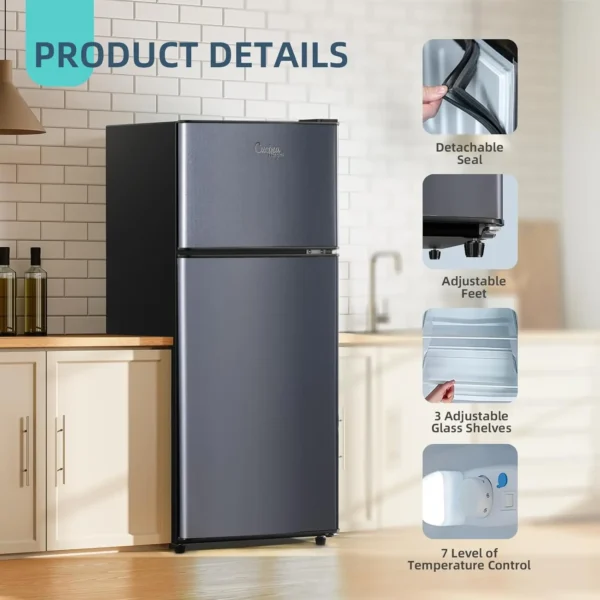 4.2 Cu.Ft Small Refrigerator with Freezer, Mini Fridge Double Door,Energy-Efficient, Large Capacity, Ideal for Office, Dorm - Image 6