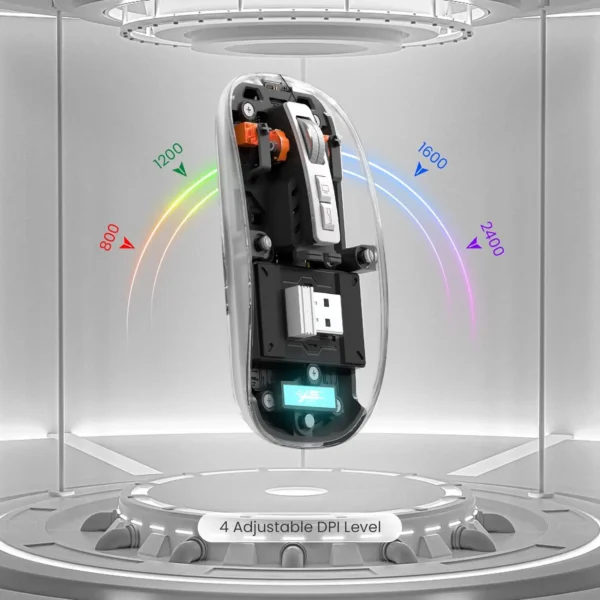 MAMBASNAKE x HXSJ T900 Wireless Bluetooth5.1&2.4G Mini Lightweight Mouse,Transparent Clear Cool - Image 6