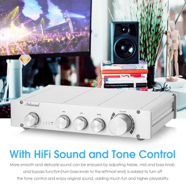 Nobsound HiFi 3-way Class A Digital Stereo Preamplifier 2.0 Channel Home Audio Preamp - Image 5