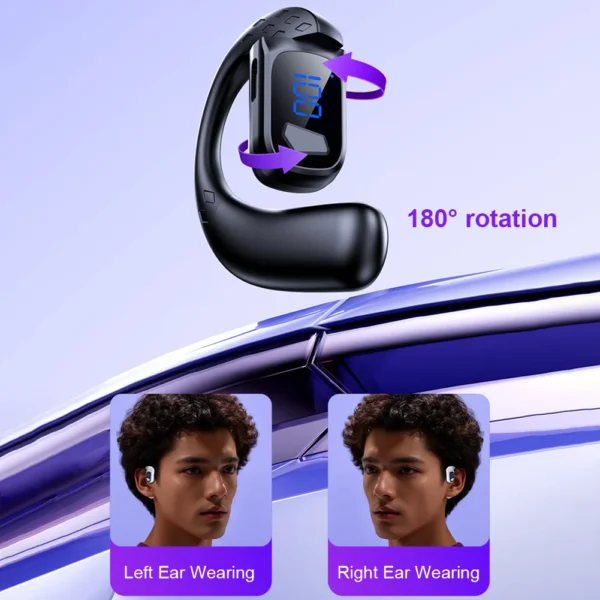 Handsfree Headset Bluetooth-Compatible Earpiece Ear Hook Single Earphones Noise Canceling Waterproof for Android iPhone Samsung - Image 2