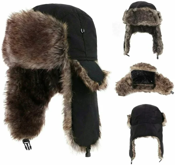 Unisex Warm Mens Women Trapper Cap Aviator Trooper Earflap Winter Flaps Ski Hat New Bomber Hats Russian Ski Hat Faux Fur Hats - Image 2