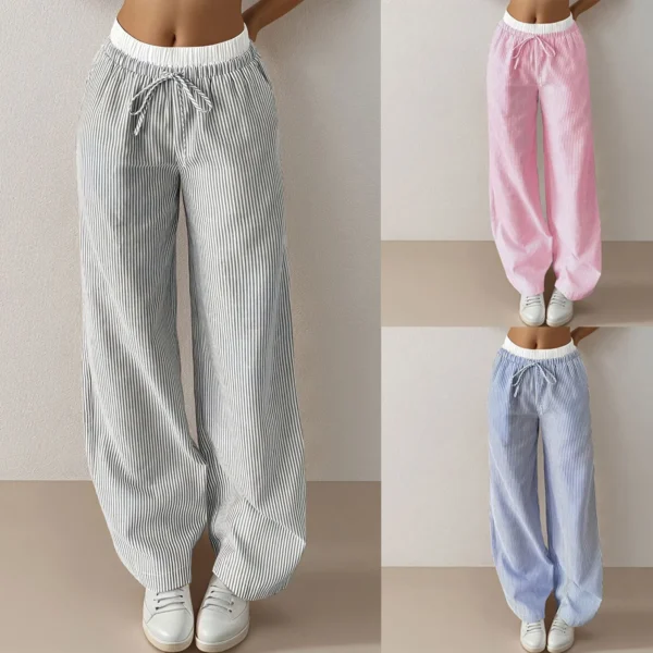 Women Wide Leg High Waist Casual Style Daily Wear With Pockets Jogging Sweatpants Women Pocket Cotton And Linen Wide-Leg Pants - Image 6