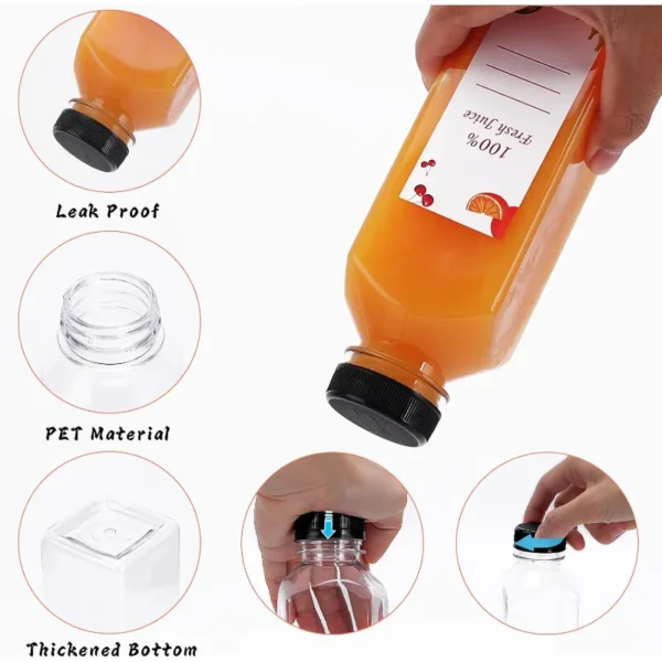 Plastic Juice Bottles 150 pcs 16 oz Empty Plastic Water Bottles with Caps Reusable Clear Beverage Containers for Drinking, Juici - Image 4