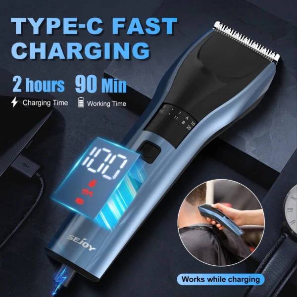 Sejoy Hair Trimmer Electric for Men Women rechargeable LED Display Hair Clipper Beard Shaving Body Trimmer Professional Barber - Image 3