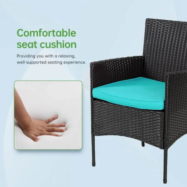 4-Piece Outdoor Wicker Patio Conversation Furniture Set for Backyard W/Coffee Table, Seat Cushions, Patio Furniture Set - Image 5