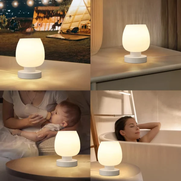 Two suite table lamps, modern creative table lamps, dimmable decorative lights, frosted glass lamps for bedroom bedside - Image 5