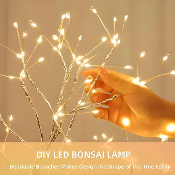 Desktop bonsai lamp lamp LED desktop night light iron tree silver branch pearl gold leaf star Christmas tree - Image 4