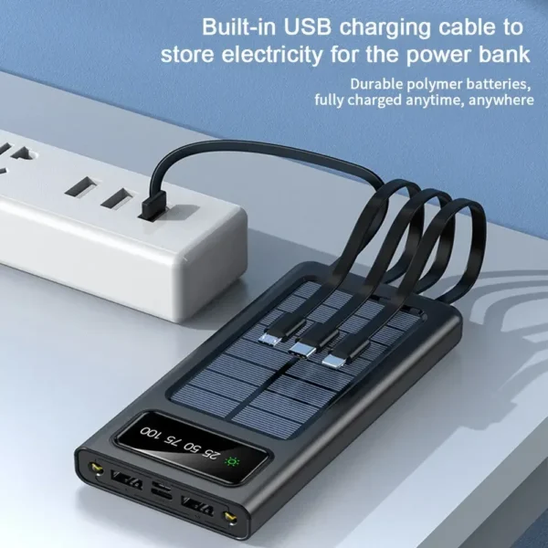 200000mAh Solar Power Bank 4-USB Cable Portable Charger Ultra-Large Capacity Mobile Power Suitable For Samsung Apple Huawei - Image 5