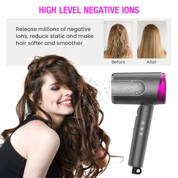 SEJOY Ionic Hair Dryer With Negative Ion Temp Setting for Home LED Display Portable Lightweight Blow Dryer No Hair Damage - Image 4