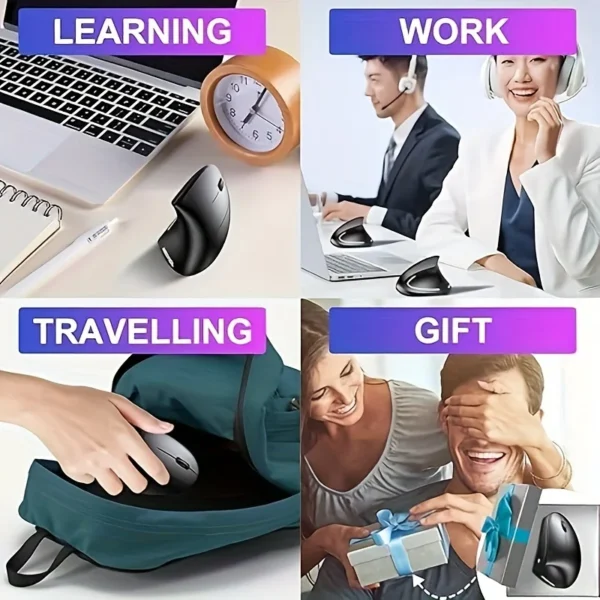 Ergonomic Wireless Mouse, Vertical Mouse 6 Buttons, Right Handed Lateral Mouse, Non-Rechargeable Mouse for PC Laptop (Battery ） - Image 5