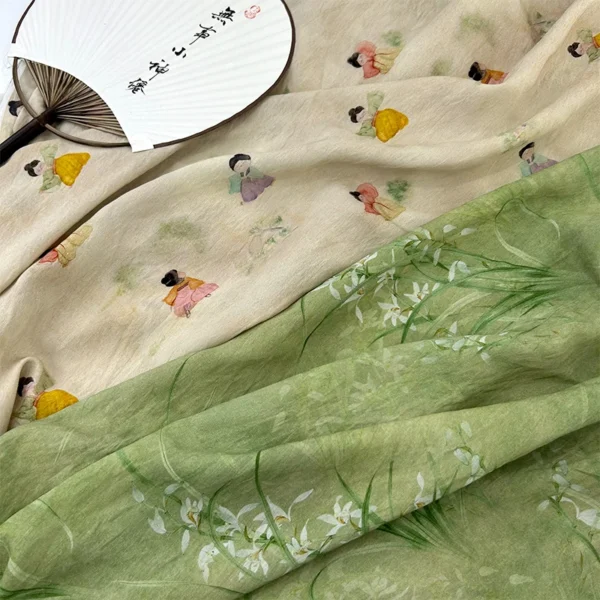 Summer Thin Linen New Chinese Style Dress Fabric， Figure National Style Cheongsam Shirt Fabric