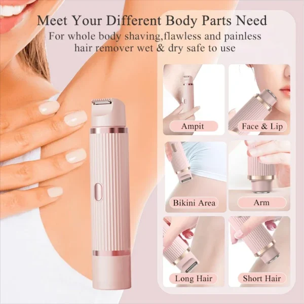 Electric Razor for Women Painless Mustache And Facial Hair Trimmer Leg Bikini Body Epilator Hair Remover for Smooth Skin Clipper - Image 4