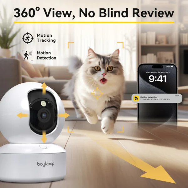BoyKeep 3MP 5G/2.4GHz WiFi Indoor Home Security IP Smart Baby Monitor Camera Automatic Tracking 24/7 Video Surveillance Camera - Image 5