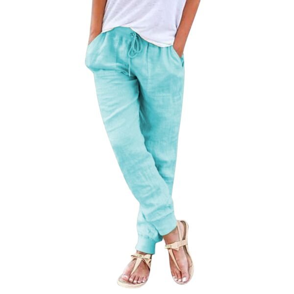 Tops Cotton Linen Drawstring Y2k Cargo Pants Women Streetwear Elastic Waist Pants Casual Trousers With Pockets Straight Trousers - Image 13