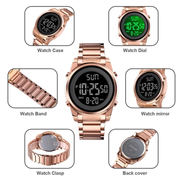 SKMEI 2 Time Digital Watches Fashion Sports Electronic Wristwatches Chrono Count Down Alarm Clock Waterproof Watch For Men Women - Image 4