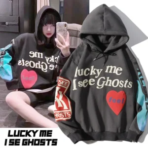 kanye Foamed love letters graffiti print hoodie for men and women with fleece jacket