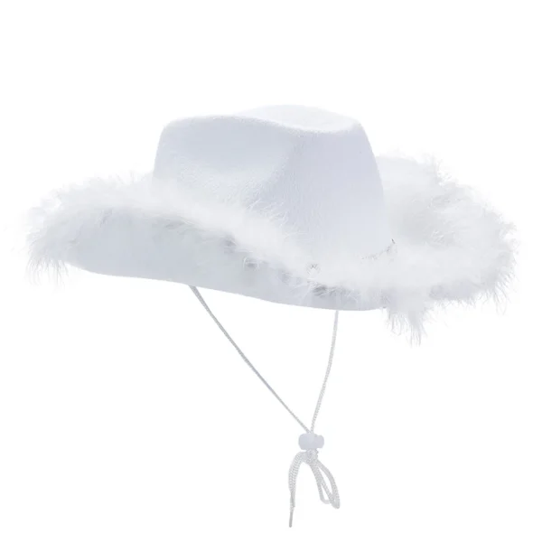Women s Western Style Cowboy Hat with Feather Accents Wide Brim Sun Protection Cap for Outdoor Parties and Events - Image 2