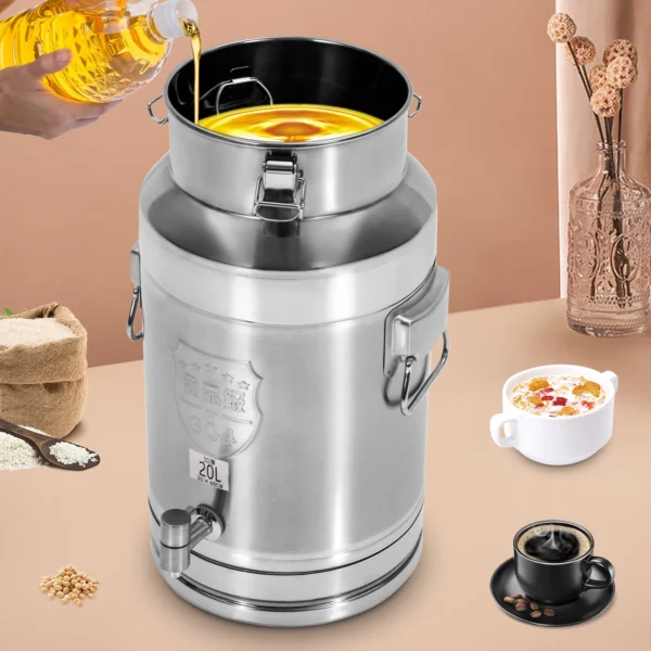 Stainless Steel Milk Can Transport Barrel Beverage Drink Dispenser with A Spigot 20L 25*46cm for Storing Liquid Products