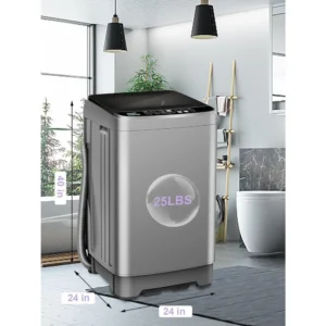 Full-Automatic Washing Machine 25 lbs Portable Washer 10 Wash Program & 8 Water Level with LED Display，Drain Pum,Ideal, Grey