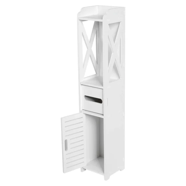Bathroom Toilet Furniture Cabinet White Wood Cupboard Shelf Tissue Storage Rack 80x15.5x15CM - Image 4